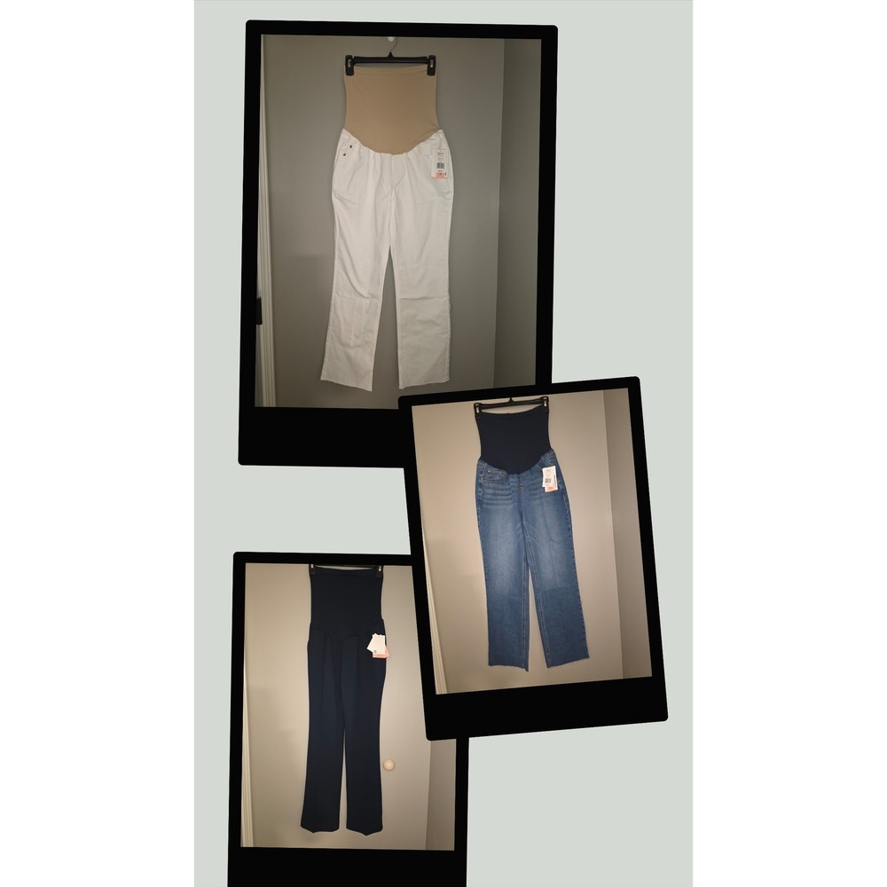 Motherhood Maternity Pants / Jean lot 3x Blue Jean, White, Slacks Size Small NWT